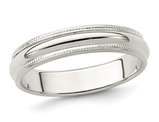 Ladies Milgrain Wedding Band Ring in Sterling Silver (4mm)